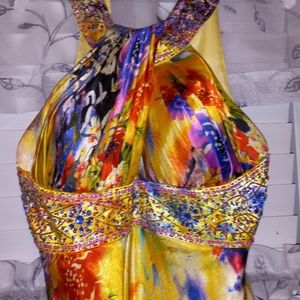 Camille la vic size 6 floral floor length gown